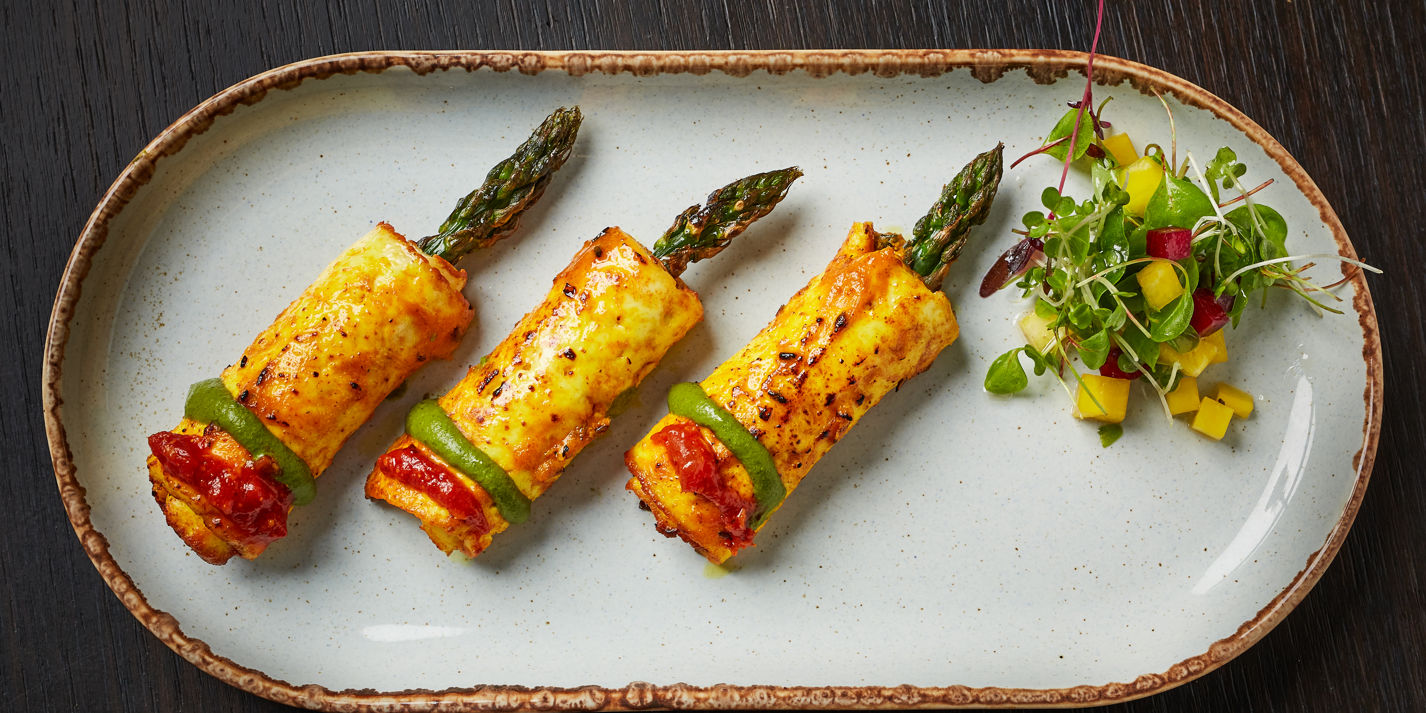 Tandoori Paneer and Asparagus Rolls Recipe - Great British Chefs