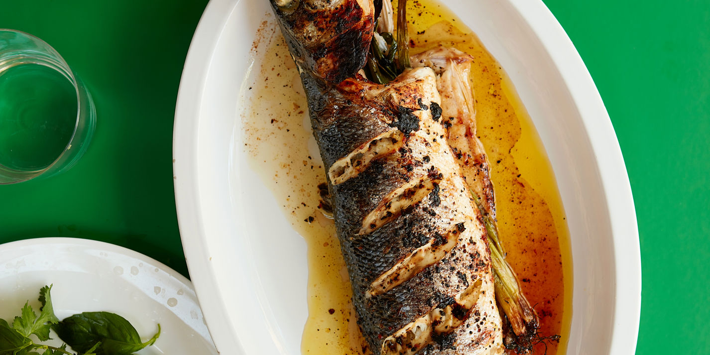 Brown Butter Sea Bass with Tangerine Dipping Sauce and lots of Herbs Recipe - Great British Chefs