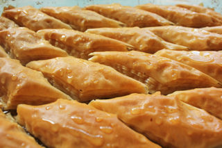 Baklava in tray