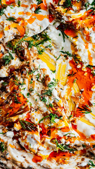 Caramelised shallot and feta-labneh dip recipe reel