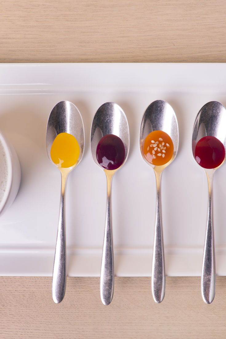 Fondue with Fruit Syrup Spoons Great Italian Chefs