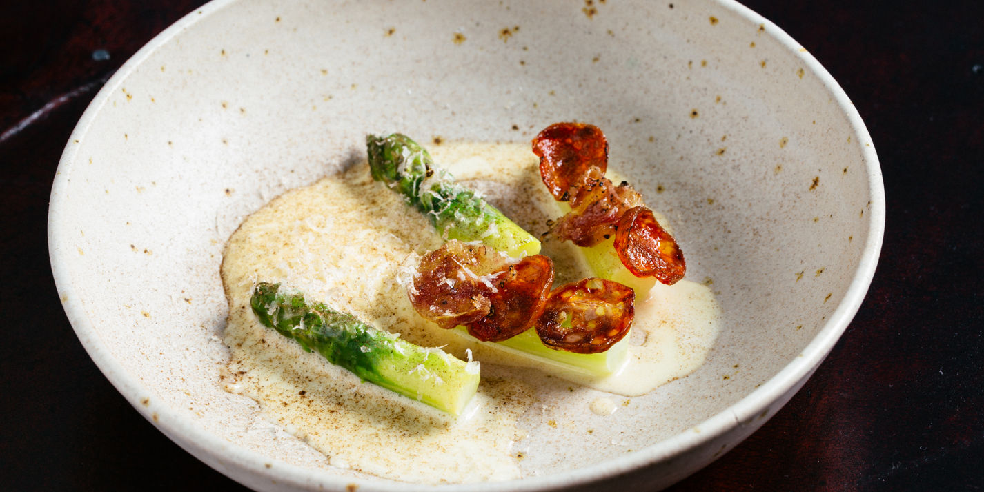Asparagus with Hay Hollandaise Recipe - Great British Chefs