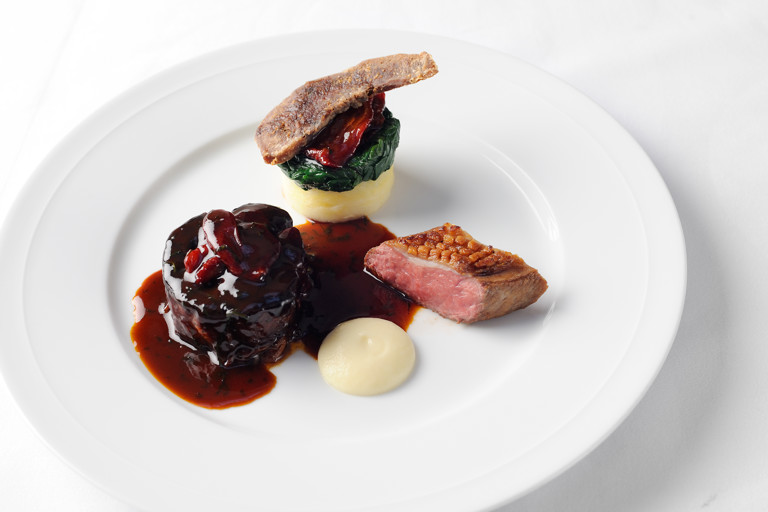 Assiette of Lune Valley lamb with garlic purée