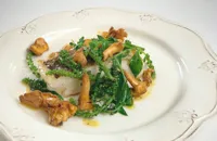 Pollock with sea spinach and chanterelles
