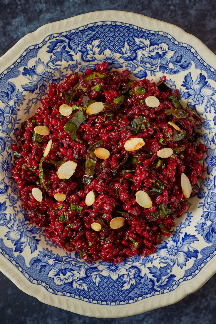 Beetroot and Beet Tops Pearl Barley Pilaf Recipe Great British Chefs