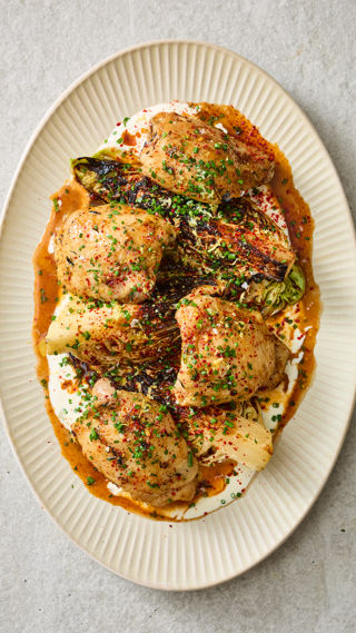 Hay-baked chicken thighs, hispi cabbage and buttermilk dressing recipe reel