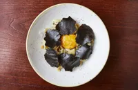 Orecchiette, egg yolk and black truffle