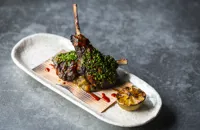 Tea smoked barbecued lamb chops with spicy korean miso