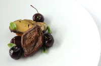 Pigeon, coffee-cured foie gras, Isle of Wight cherries and spiced bread
