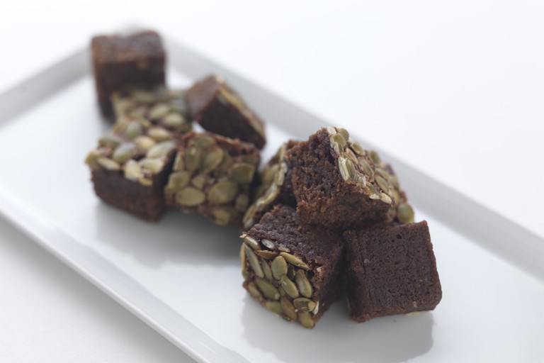 Dark chocolate and pumpkin seed brownies