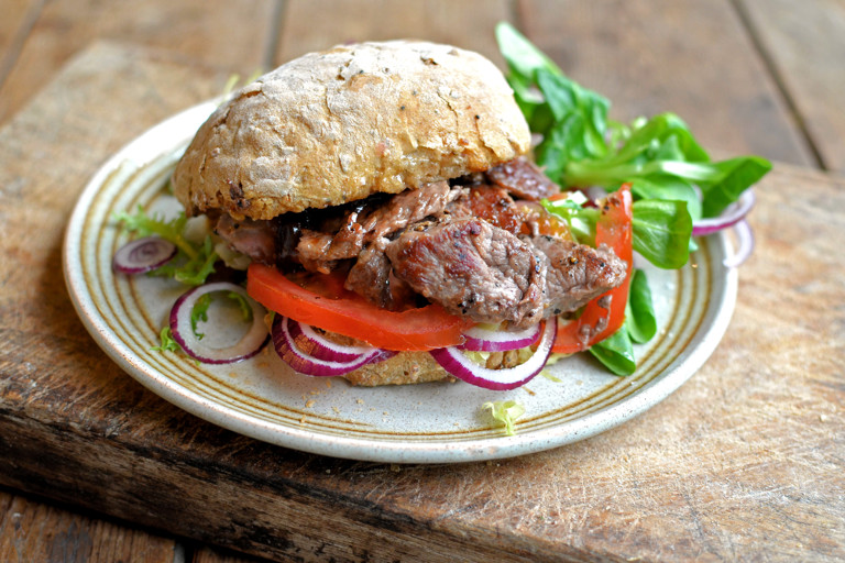 Lamb minute steak sandwiches with onion jam