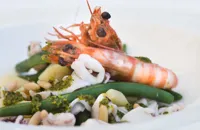King prawns and squid with Ligurian sauce