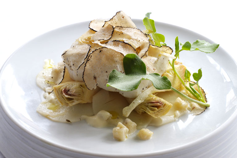 Poached turbot with artichoke and Sauternes velouté