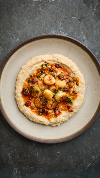 Patagonian scallops with _nduja butter and cannellini bean purée recipe reel
