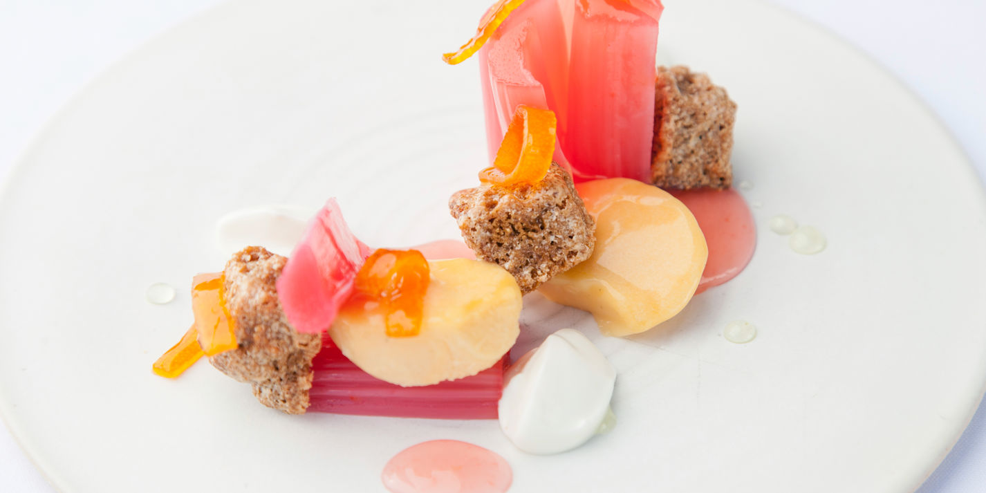 Sous Vide Rhubarb Recipe with Baked Custard - Great British Chefs