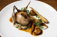 Richard's perfect roast dinner - stuffed Norfolk quail with Norfolk pearl barley