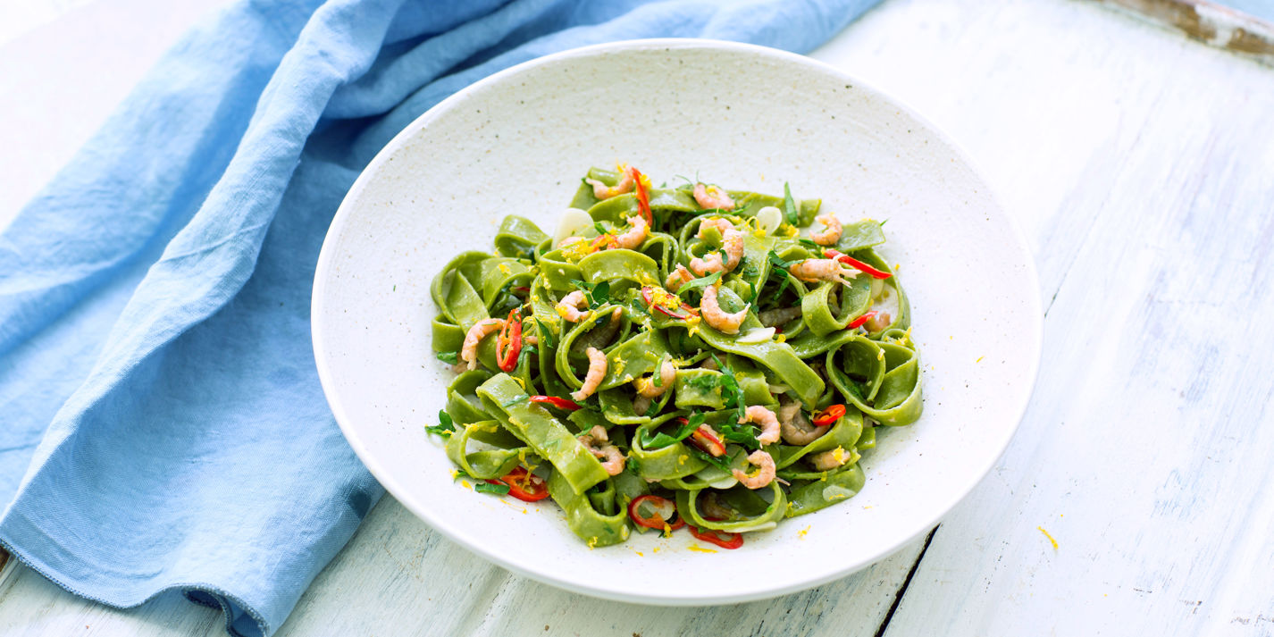 Sorrel Fettuccine Recipe with Shrimp Sauce - Great British Chefs-image