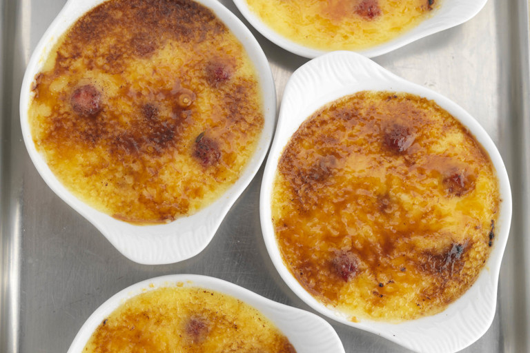 Raspberry and lavender crème brûlée