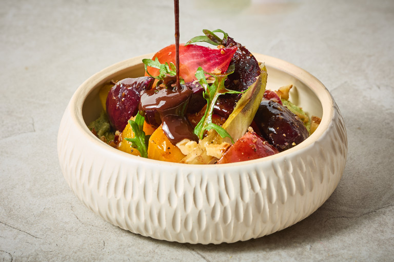 Roasted beetroot salad with chilli chocolate vinaigrette