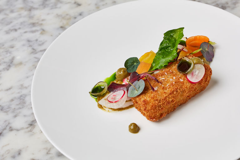 Wild boar croquette with pickled vegetables