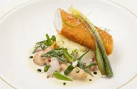 Dover Sole with fish pie flavours, sea vegetables and parsley oil