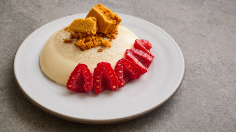 Tahini panna cotta with honeycomb crunch