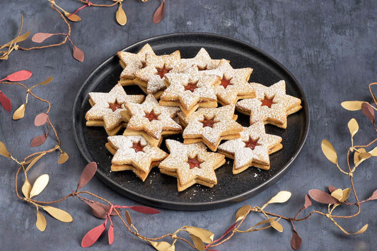 Spiced plum linzer cookies