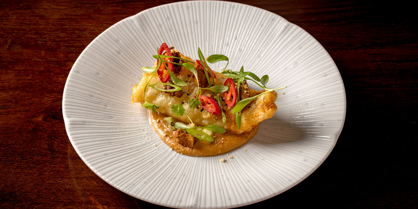Spelt-Battered Pollock, Satay Sauce, Pickled Cucumber Recipe - Great British Chefs