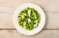 Broad beans with Pecorino cheese and olive oil