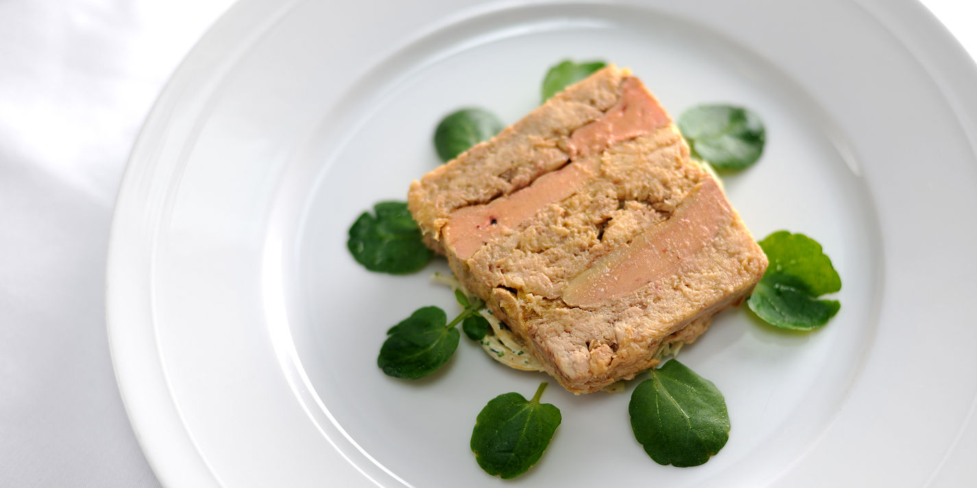 Duck foie gras confit in a terrine