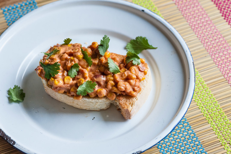 Sweetcorn makhni on toast