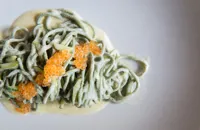 Spaghettini with herbs and ‘battuda di malga’