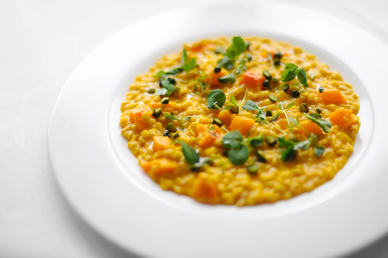 Spelt, barley and squash risotto