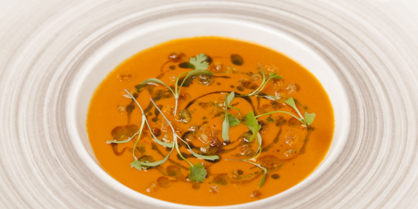 Smoked tomato and coriander soup
