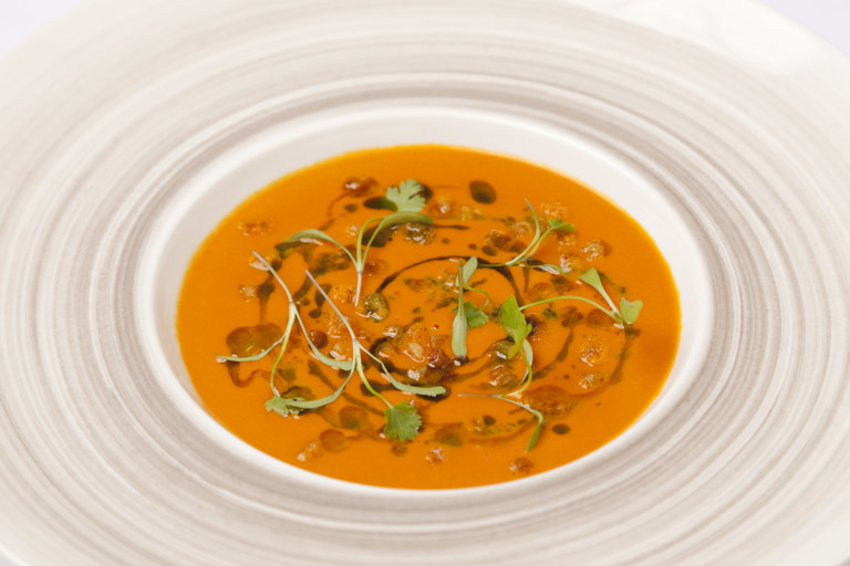 Smoked tomato and coriander soup