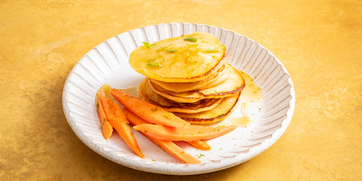 Ricotta Pancakes with Honeyed Papaya Recipe - Great British Chefs