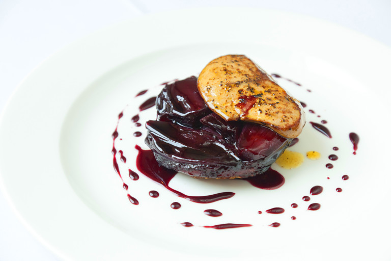 Shallot Tarte Tatins with chicken liver