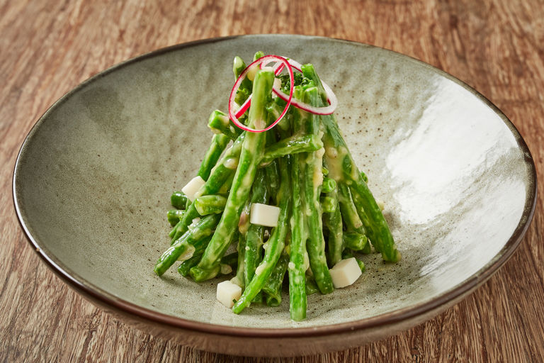 Green bean salad with white balsamic miso