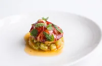 Lobster in vanilla butter with heirloom tomatoes and avocado