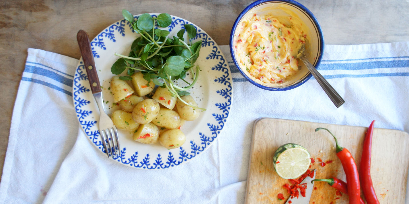 New Potatoes with Chilli and Lime Butter Recipe - Great British Chefs