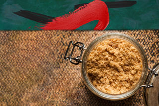 Painting a picture: rib with pickled grape and pork floss