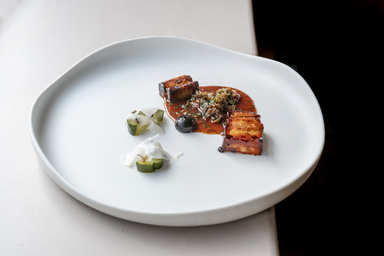 Pork, black garlic, cabbage