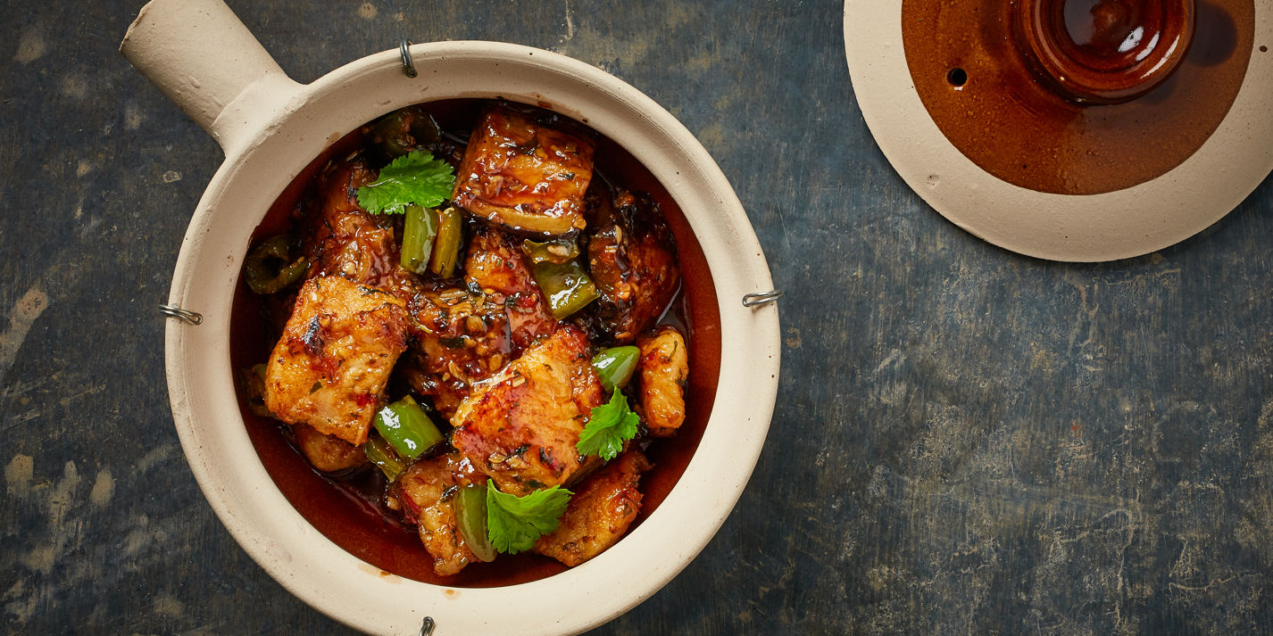 Aubergine, Green Chilli and Fish Claypot Recipe - Great British Chefs