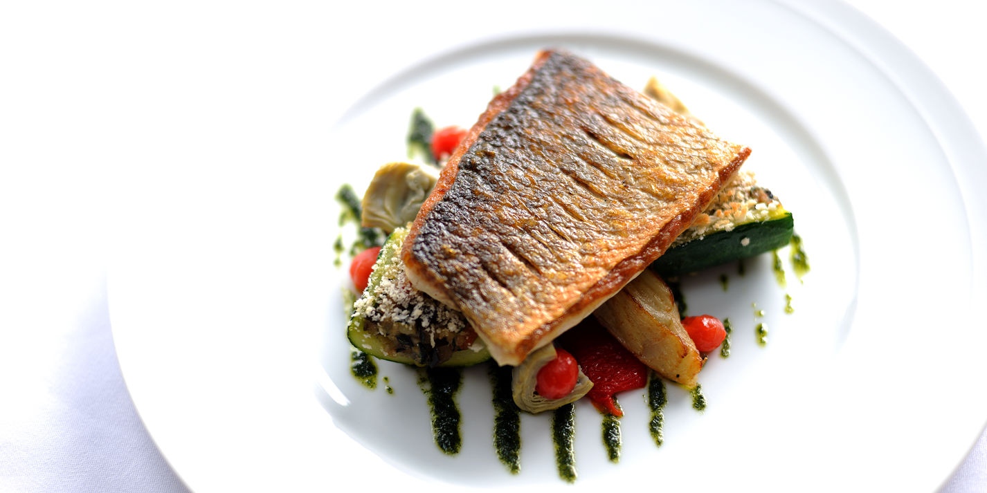 Griddled Sea Bass Recipe & Provençal Vegetables - Great British Chefs