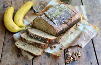 Banana and walnut bread with a lime drizzle