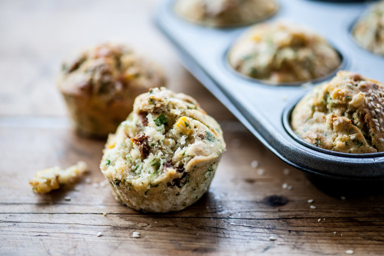 Sweetcorn and tomato muffins