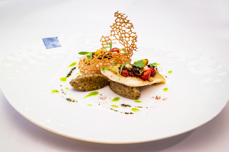 John Dory fillet with aubergine caviar and avocado oil