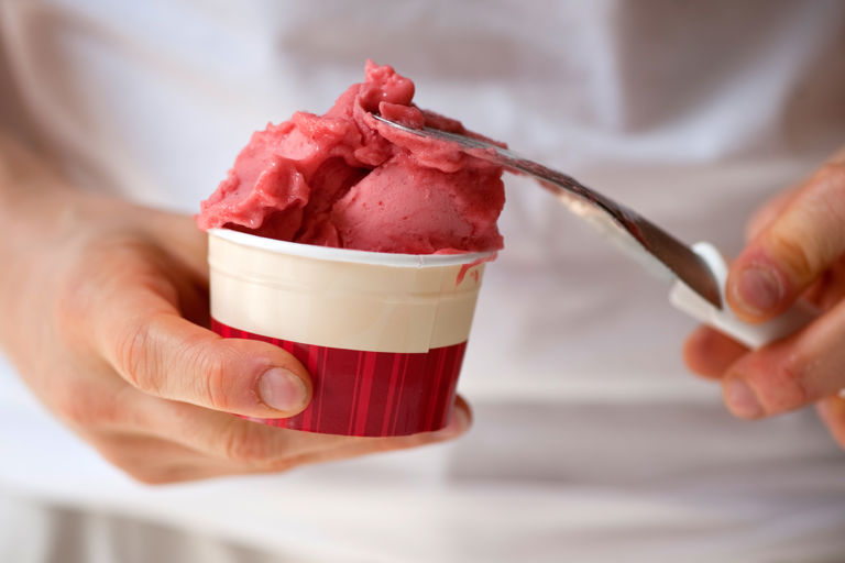 Strawberry and hibiscus sorbet