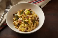 Sprout risotto with crispy sage