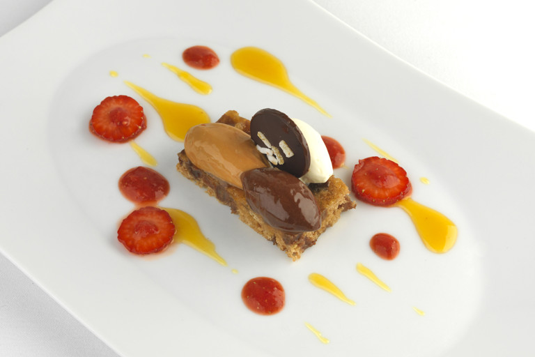 Yorkshire tea brack with marmalade, chocolate and caramel